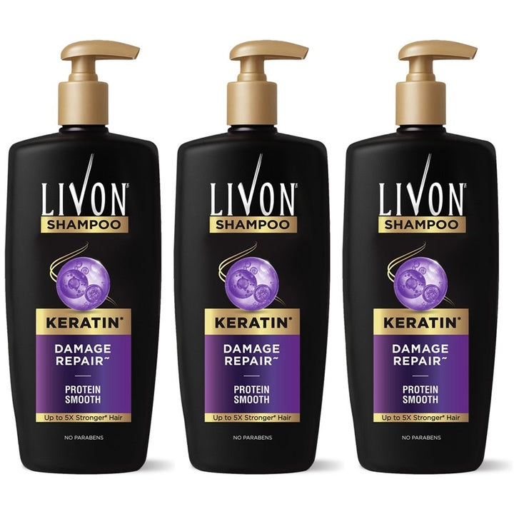 Livon Set of 3 Damage Repair Shampoo with Protein Smooth Technology - 650 ml Each