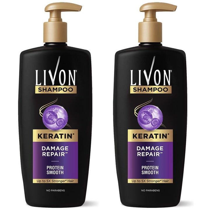 Livon Set of 2 Damage Repair Shampoo with Keratin & Protein Smooth Technology - 650ml each