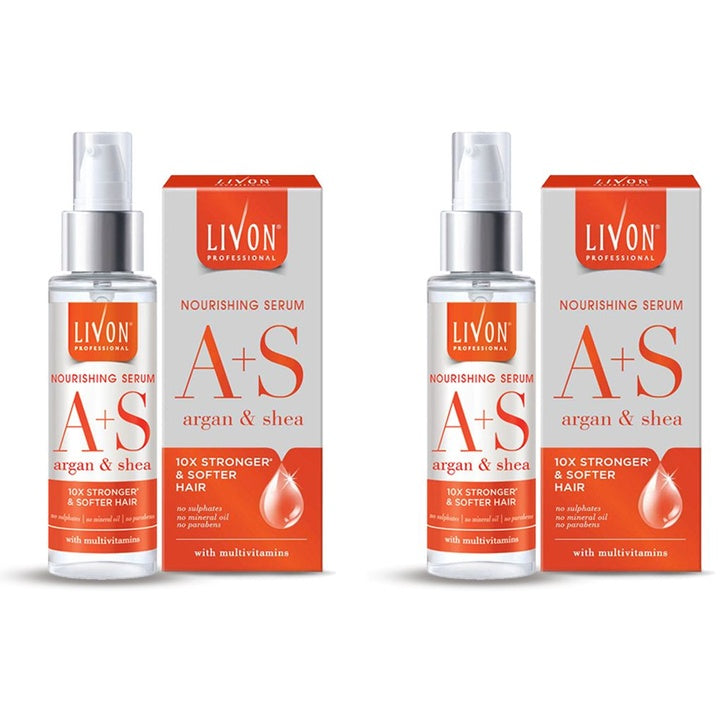 Livon Set of 2 Professional Argan & Shea Nourishing Serum for Frizz-free Hair - 100ml each