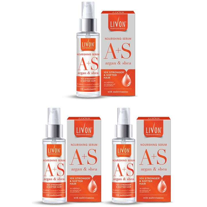 Livon Set of 3 Professional Argan & Shea Nourishing Serum for Frizz-free Hair - 100ml