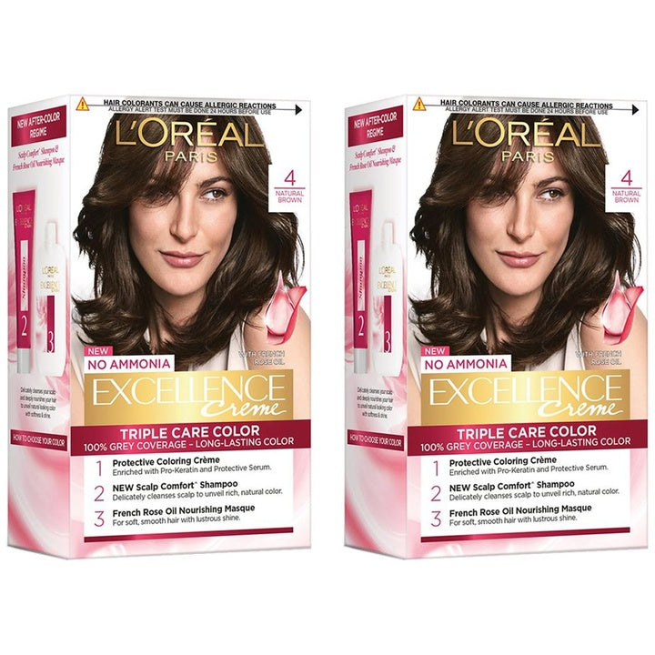 L'Oreal Paris Set of 2 Excellence Creme Triple Care Hair Color - Natural Brown 4