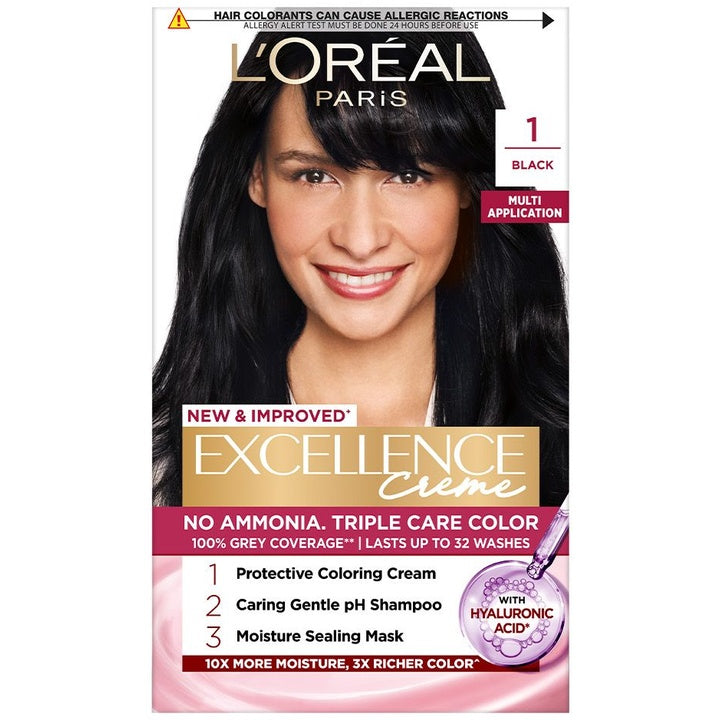 LOreal Paris New Excellence Creme Hair Color Shade 1 Black - 60g+60ml+12ml+40g