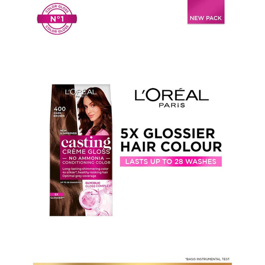LOreal Paris Casting Creme Gloss Hair Color with Glycolic Gloss Complex - Dark Brown 400