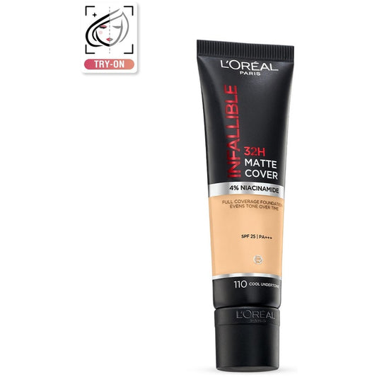 LOreal Paris Infallible 32H Matte Cover Liquid Foundation - 110 Cool Undertone 30 ml