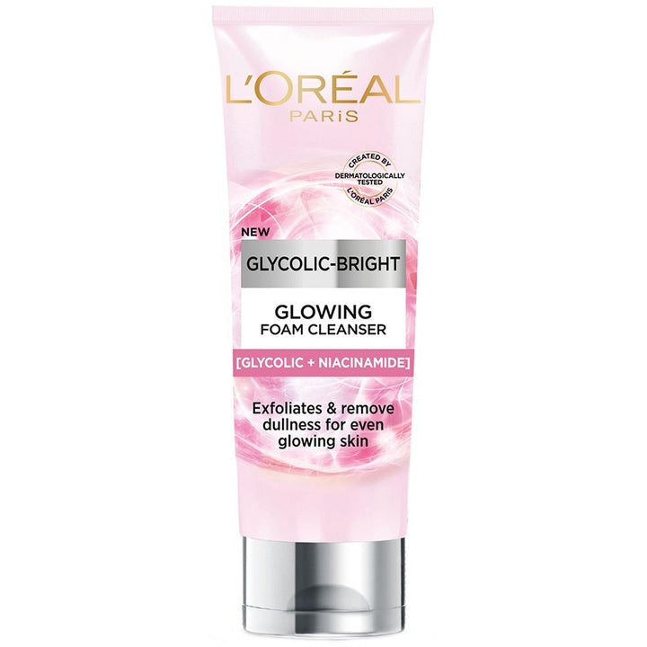 LOreal Paris Glycolic Bright Daily Foaming Face Cleanser for Even Glowing Skin - 100ml