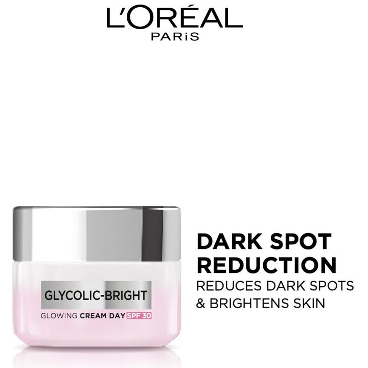 LOreal Paris Glycolic Bright Day Cream SPF 30 Brightens Skin & Reduces Dark Spots - 50ml