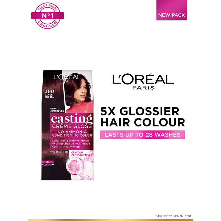 LOreal Paris Casting Creme Gloss Hair Color with Glycolic Gloss Complex - Black Cherry 360