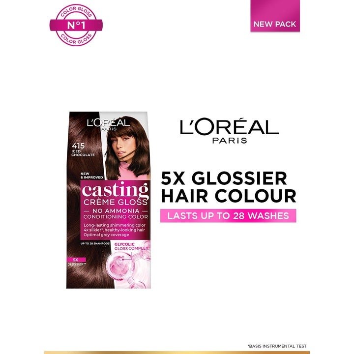 LOreal Casting Creme Gloss Hair Color with Glycolic Gloss Complex - Iced Chocolate 415
