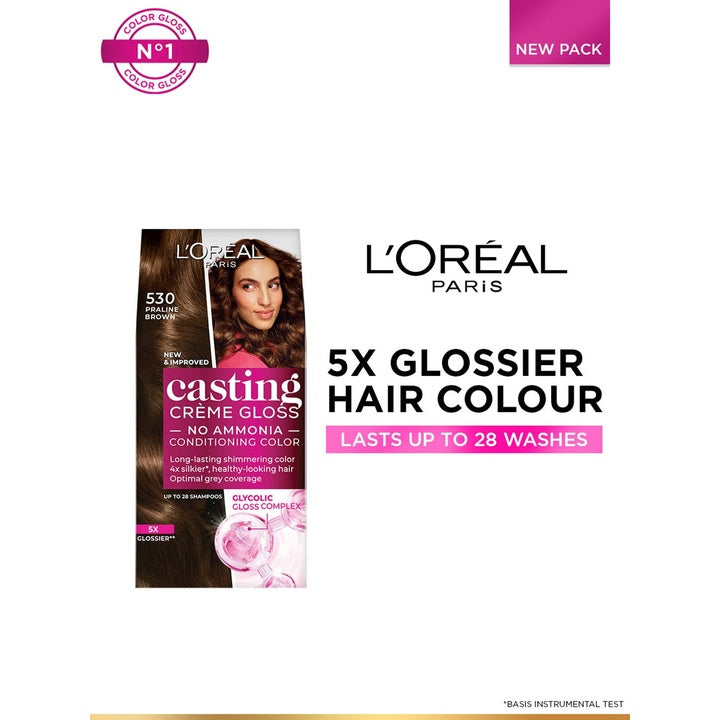 LOreal Casting Creme Gloss Hair Color with Glycolic Gloss Complex - Praline Brown 530