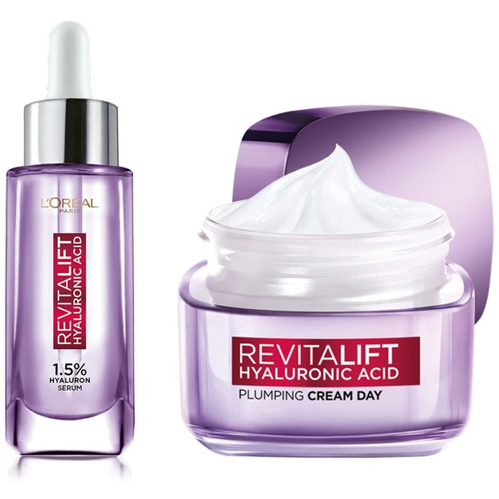 LOreal Set of Revitalift Hyaluronic Acid Serum 15 ml & Plumping Day Cream 50 ml