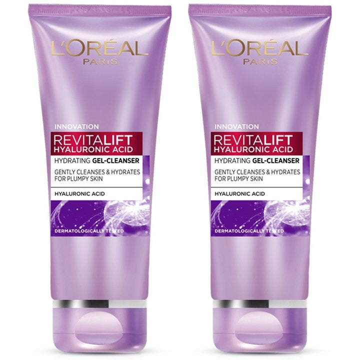 LOreal Set of 2 Revitalift Hyaluronic Acid Hydrating Gel Cleanser - 100 ml Each