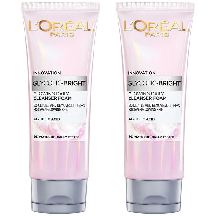 LOreal Paris Set of 2 Innovation Glycolic Bright Glowing Daily Cleanser Foam - 100ml Each