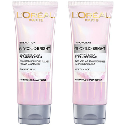 LOreal Paris Set of 2 Innovation Glycolic Bright Glowing Daily Cleanser Foam - 100ml Each