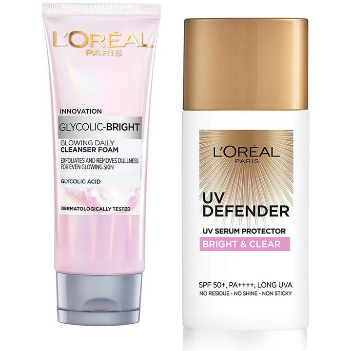 LOreal Paris Set of UV Defender Serum Protector Sunscreen + Innovation Daily Cleanser Foam