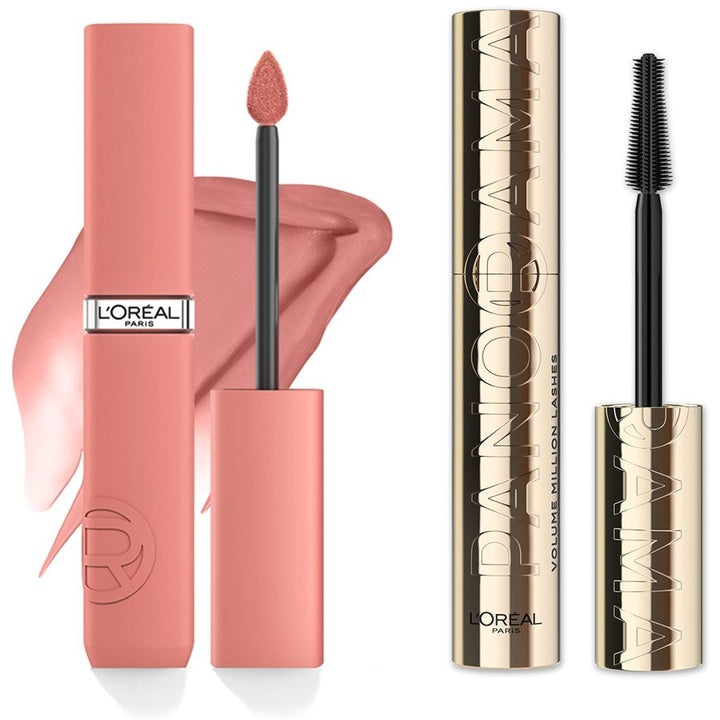 LOreal Liquid Lipstick 5ml - Worth It 601 & Waterproof Mascara 9.4 ml - Black Combo