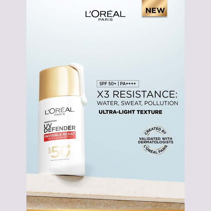 LOreal Paris UV Defender Invisible Resist Lightweight Daily Sunscreen SPF50+ PA++++ - 50ml