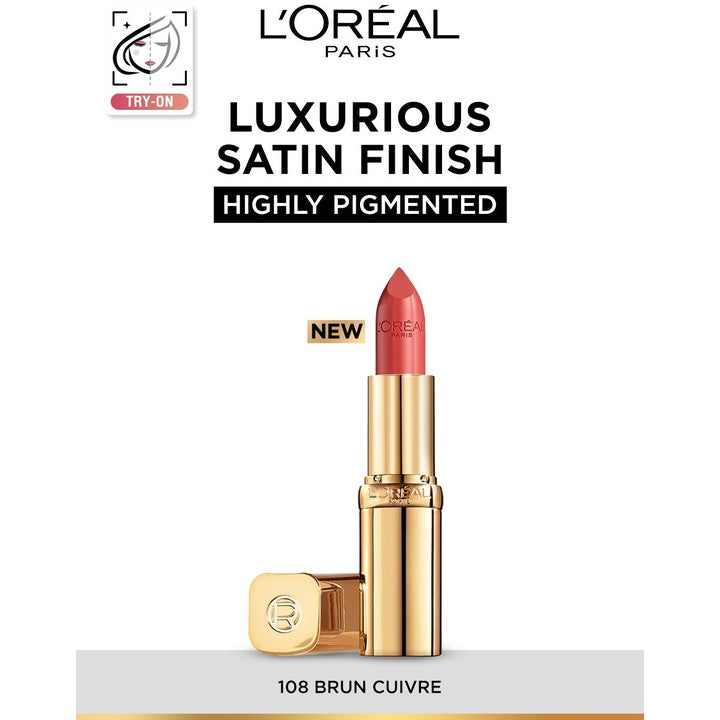 LOreal Paris Color Riche Smudge-Proof Satin Lipstick - Bruin Cuirve 108