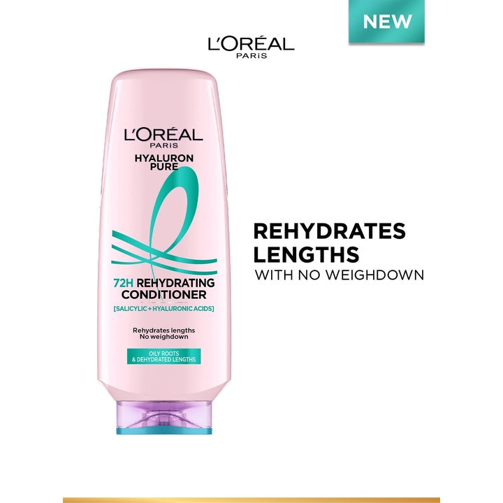 LOreal Hyaluron Pure 72H Rehydrating Conditioner For Smooth Tangle-Free Hairs - 340ml