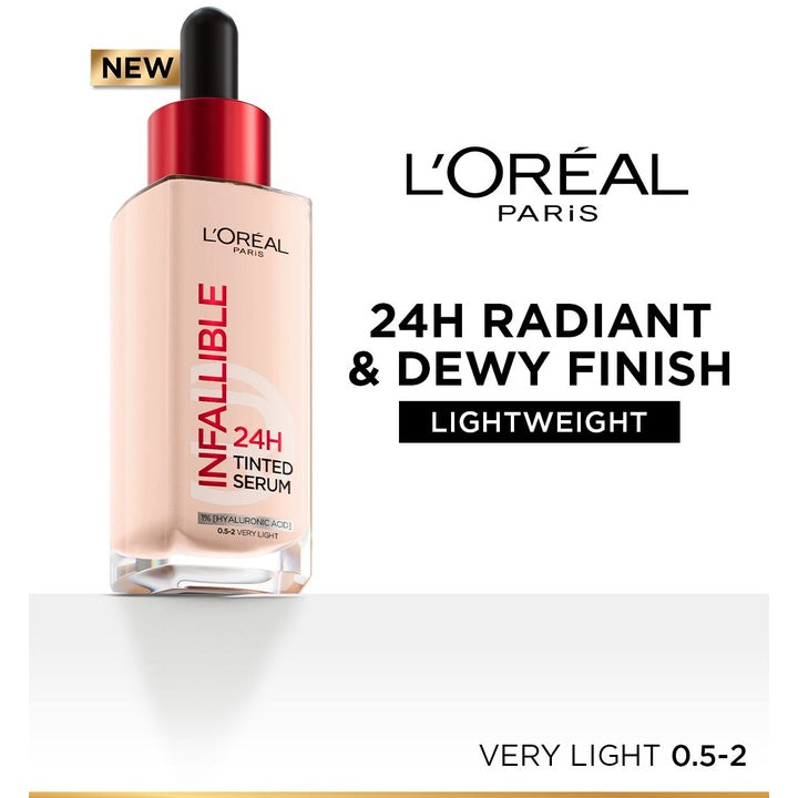 LOreal Paris Infallible 24H Lightweight Tinted Serum Foundation 30ml - Very Light 0.5-2