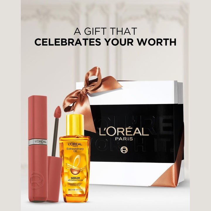 LOreal Paris You're Worth it Gift Box - Liquid Lipstick 635 & Hair Serum 30ml