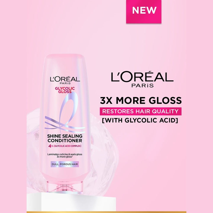 LOreal Paris Glycolic Gloss Shine Sealing Conditioner with Glycolic Acid Complex - 175 ml