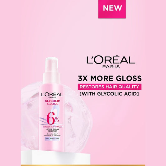 LOreal Paris Glycolic Gloss Acidifier Spray with Glycolic Acid for Lasting Shine - 100ml