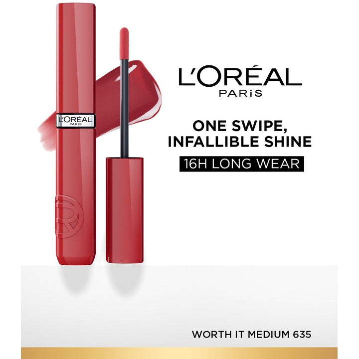 LOreal Paris Infallible Laque Resistance Longwear Liquid Lipstick 4ml- Worth It Medium 635