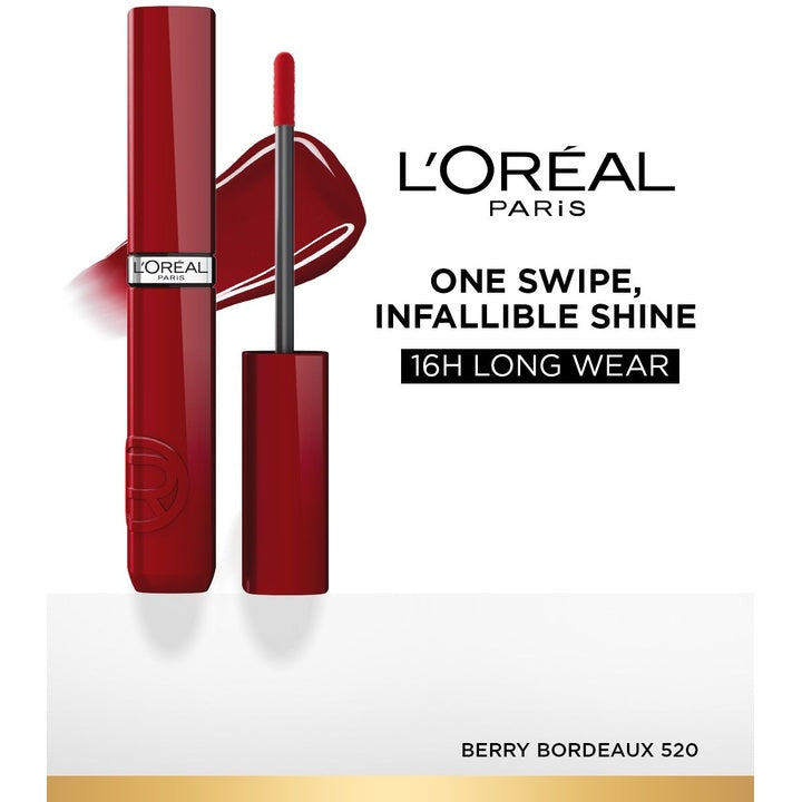 LOreal Paris Infallible Laque Resistance Longwear Liquid Lipstick 4ml - Berry Bordeaux 520