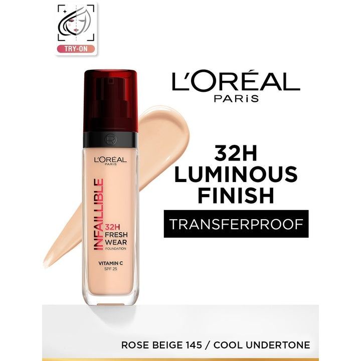 LOreal Paris Infallible 32H Fresh Wear Foundation 30ml - Rose Beige 145