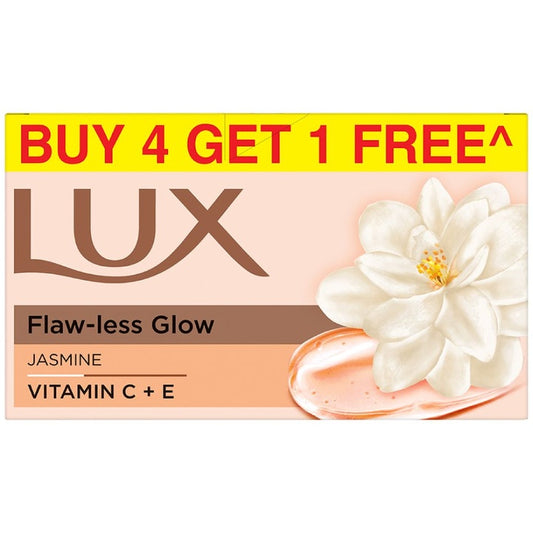 LUX Flaw-Less Glow Jasmine Soap with Vitamin C & E - 150 g Each - Buy 4 Get 1 Free