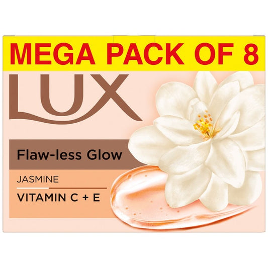 LUX Set of 8 Flaw-Less Glow Jasmine Bathing Soap with Vitamin C & E - 150 g each