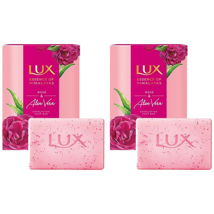 LUX Set Of 2 Essence of Himalayas Rose & Aloe Vera Exfoliating Soap Bar - 5 Pieces Each