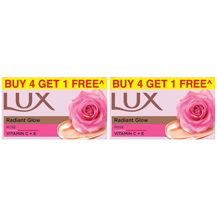 LUX Set of 5 Even Toned Glow Rose Soap with Vitamin C & E - 150 g Each