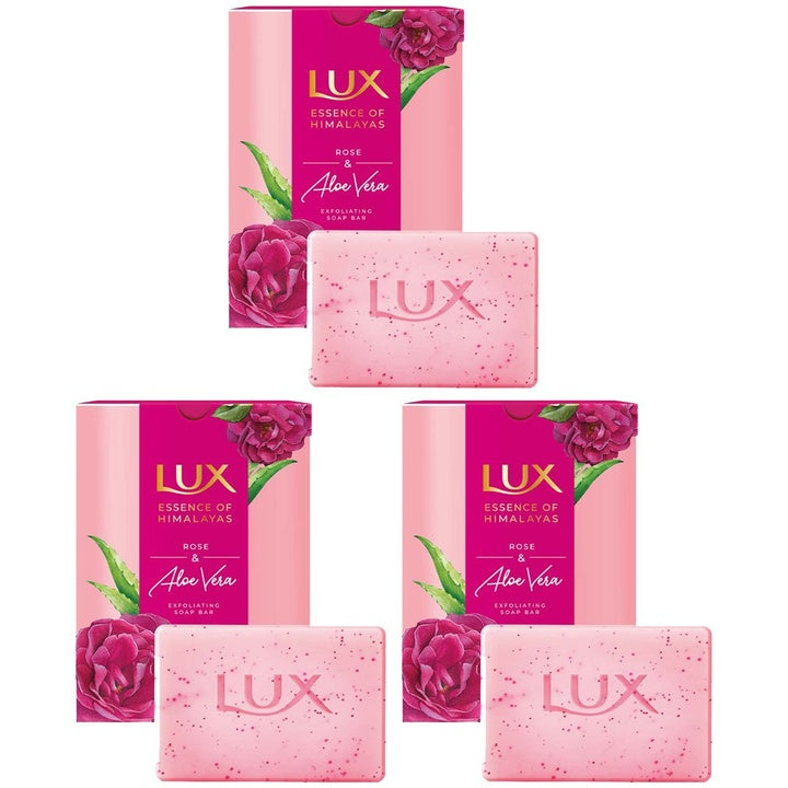 LUX Essence of Himalayas Set of 15 Rose & Aloe Vera Exfoliating Soap Bar - 125 g each