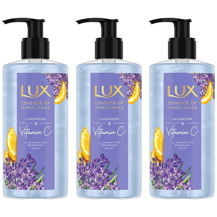 LUX Essence of Himalayas Set of 3 Lavender & Vitamin C Illuminating Body Wash - 400ml each