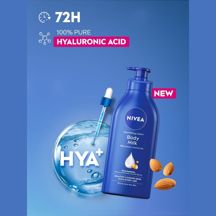 Nivea Body Milk Body Lotion with Pure Hyaluron & 72H Moisturization for Dry Skin - 600 ml