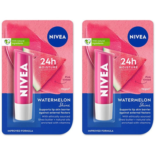 Nivea Women Set of 2 Watermelon Fruity Shine Lip Balms