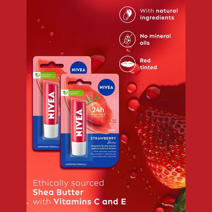 Nivea Set of 2 24 Hr Melt-In Moisture Lip Balm - Strawberry Shine