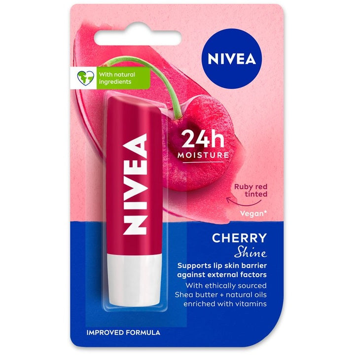Nivea Cherry Shine Long Lasting Moisturisation Caring Lip Balm 4.8 g