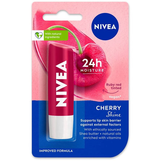 Nivea Cherry Shine Long Lasting Moisturisation Caring Lip Balm 4.8 g