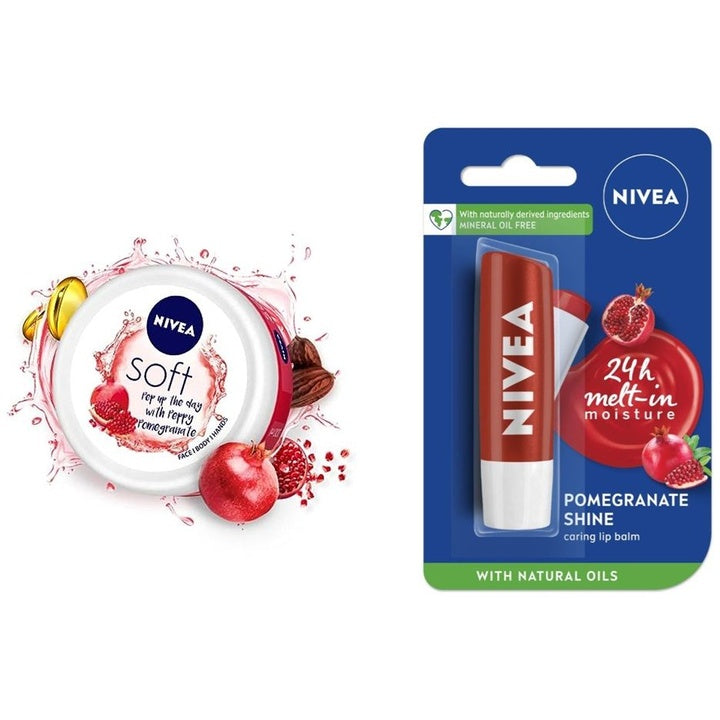 Nivea Peppy Pomegranate Combo - Moisturising Cream 200ml & Lip Balm 4.8g