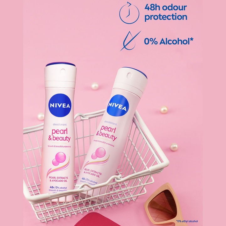 Nivea Women Set of 2 Pearl & Beauty 0% Alcohol Deodorants - 150 ml each