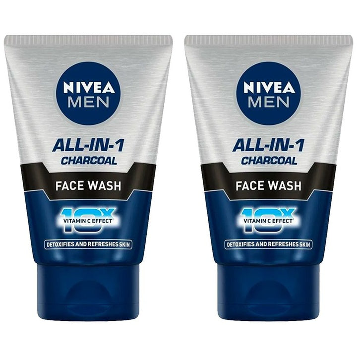 Nivea Men Pack of 2 All in 1 Charcoal Face Wash - 100gm Each