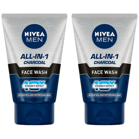 Nivea Men Pack of 2 All in 1 Charcoal Face Wash - 100gm Each