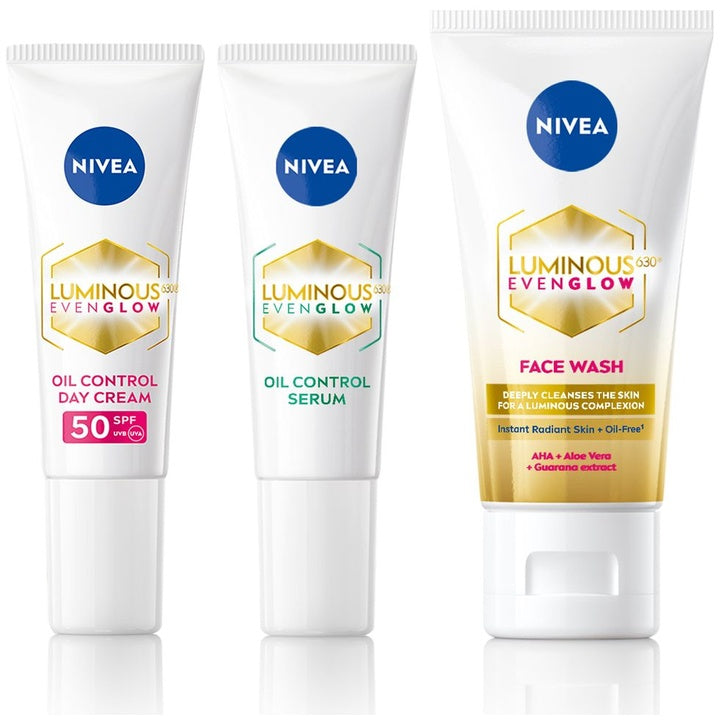 Nivea Set of Even Glow SPF50 Day Cream 10ml + Face Wash 50ml + Oil Control Serum 10ml