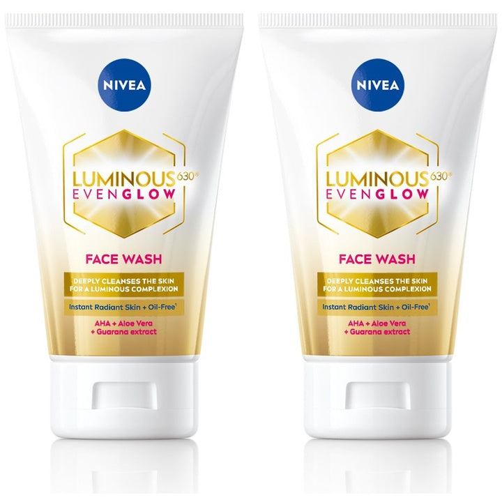 Nivea Set of 2 Luminous Even Glow Oil Free Face Wash with AHA & Aloe Vera - 100 ml each