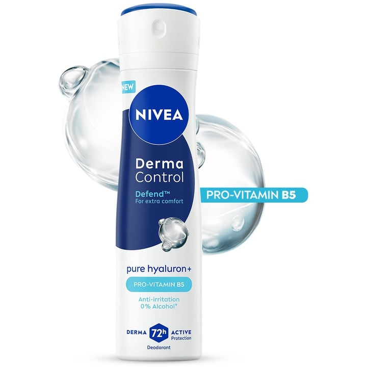 Nivea Women Derma Control Defend 0% Alcohol Underarm Deo Spray with Pure Hyaluron - 150 ml