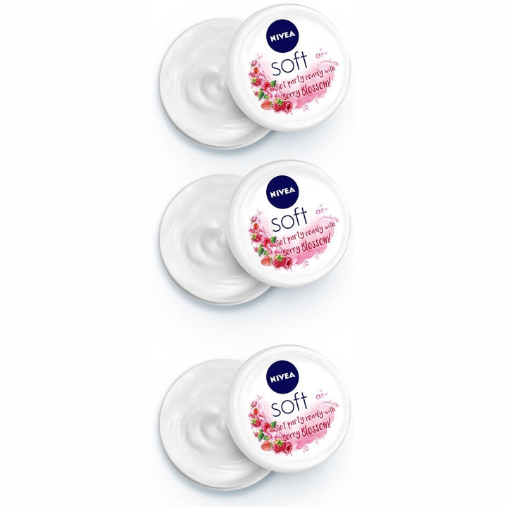 Nivea Set of 3 Soft Light Berry Blossom Moisturiser - 200 ml each