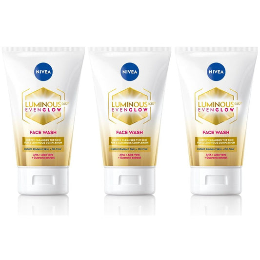 Nivea Set of 3 Luminous Even Glow Oil Free Face Wash with AHA & Aloe Vera - 100 ml Each