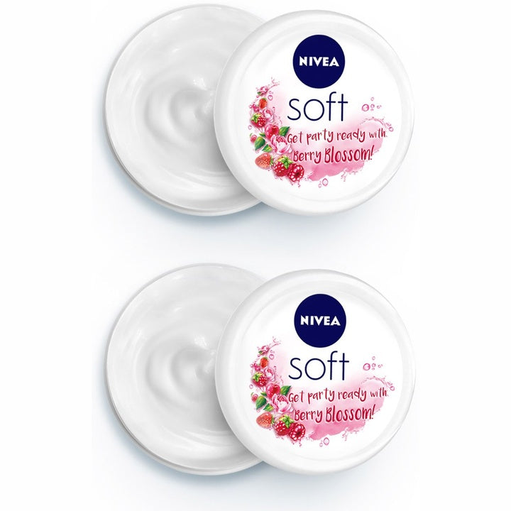 Nivea Set Of 2 Soft Light Berry Blossom Moisturiser 200 ml Each